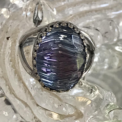 １９４０年代   サファイア&アメジスト vintage glass ridge ring（SV925可能） 20枚目の画像