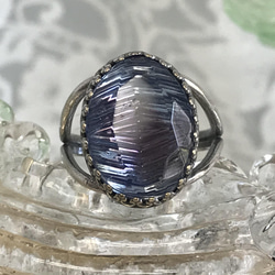 １９４０年代   サファイア&アメジスト vintage glass ridge ring（SV925可能） 19枚目の画像