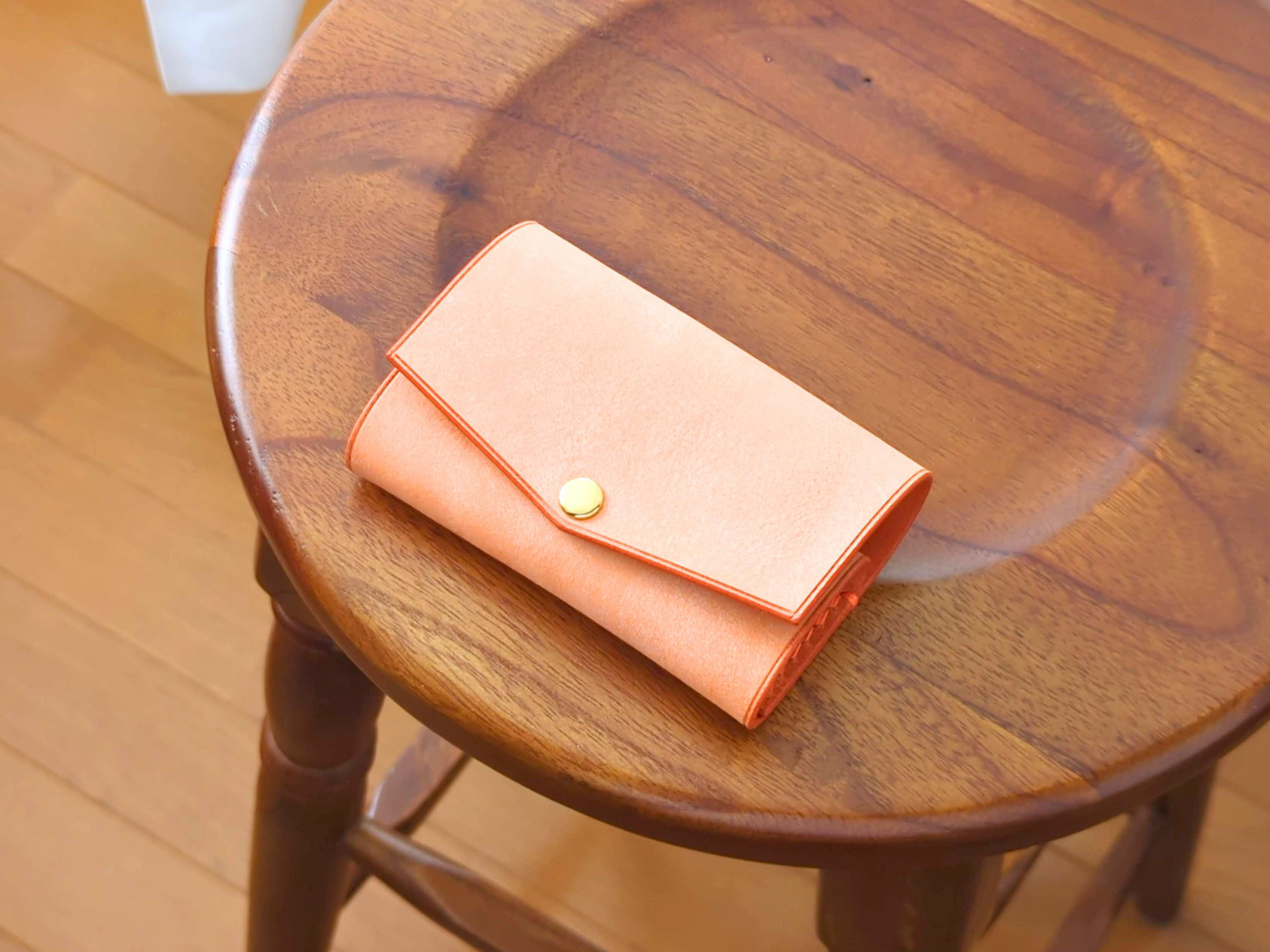 厚い革1枚の名刺入れ ALASKA/アラスカ オレンジ イタリアンレザー *受注製作