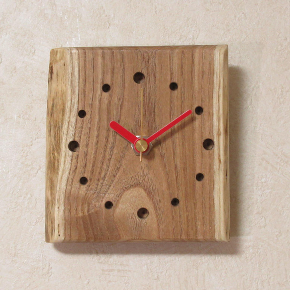 延寿・長寿・安産の木【えんじゅ《延寿・縁授》輪切り】木製時計11（掛け時計） 1枚目の画像