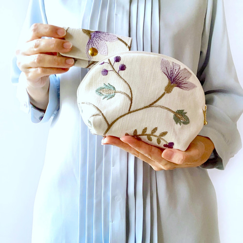 再販】藤色 リネン 母の日5000円セット2022 ボタニカル 刺繍 キー