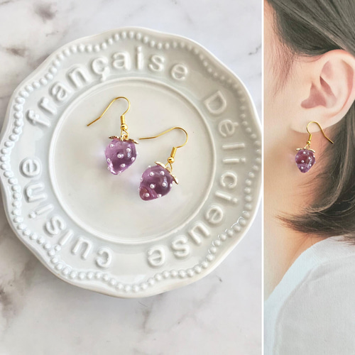 LOTUS♡タッセルゆらゆらオレンジピンクの薔薇ピアス(サージカル