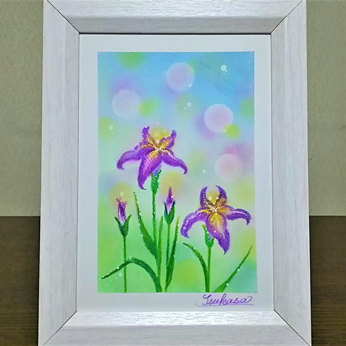 パステルアート 菖蒲の花 パステル画原画 絵画 T's Arts 通販 パステルアート 菖蒲の花 パステル画原画 絵画 T's Arts 通販