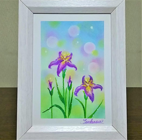 パステルアート　菖蒲の花　パステル画原画 1枚目の画像