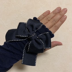 ⭐️リボン紺ステッチ UVアームカバー60cm ゆったりタイプ ワンピース