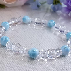 高品質 ラリマー & 天然水晶 メンズサイズ 美波 ブルー 神秘的