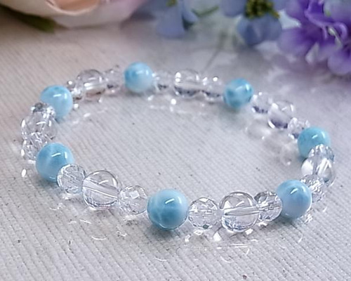 淡いカラー可愛い♡ ラリマーブレスレット12〜12.6㎜（新品未使用）高品質 ラリマー ブレスレット 12.5mm #QF050 - プレミアム天然石専門店
