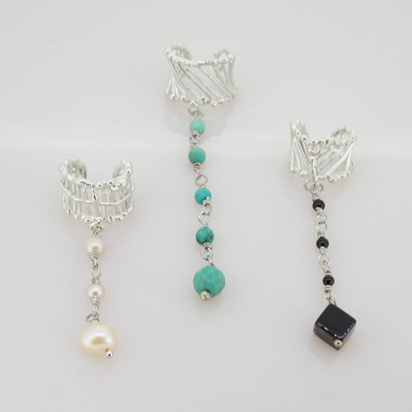 silver　イヤーカフチャーム付き　 4枚目の画像