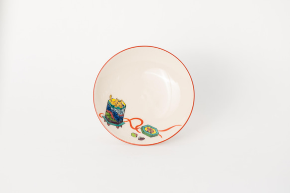 【吉祥猫（にゃー）】小皿「貝桶」 京焼　清水焼　縁起物　木村染匠 1枚目の画像