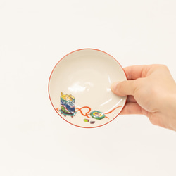 【吉祥猫（にゃー）】小皿「貝桶」 京焼　清水焼　縁起物　木村染匠 5枚目の画像