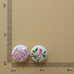 くるみボタン　「花とことり／ピンク」 4枚目の画像