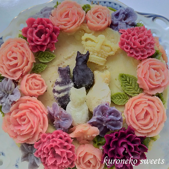 台湾カステラ × さつま芋の薔薇　グルテンフリー　バースデーケーキ　さつまいもスイーツ 厳選素材 2枚目の画像