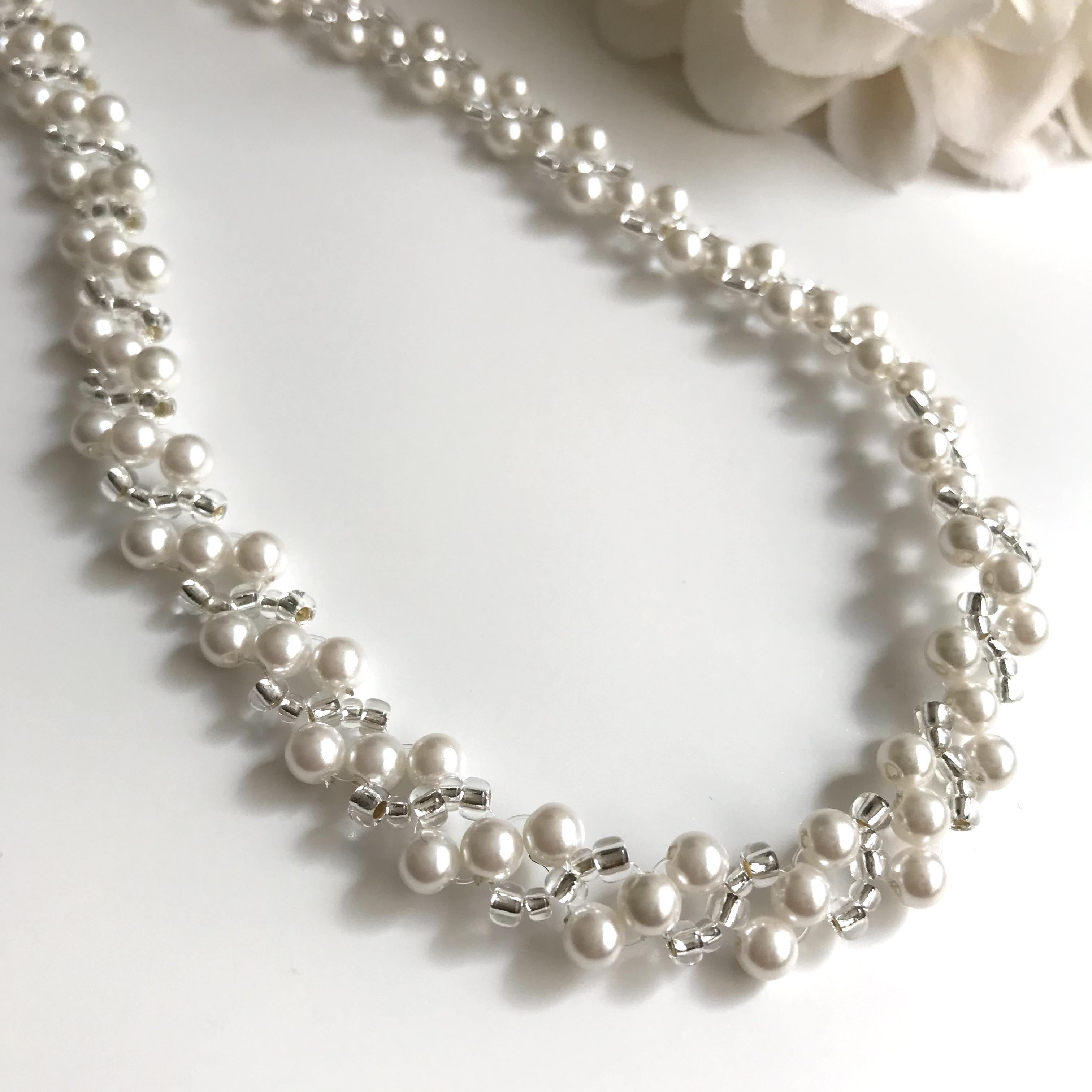 パール の 編み込み ネックレス ホワイト 白 フォーマル 入学式 卒業式 入園 卒園 結婚式