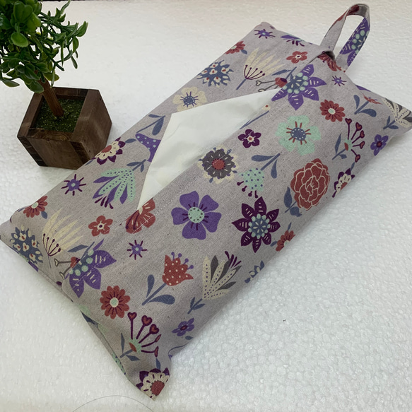 エコティッシュカバー☆マスクストッカー♪北欧風フラワーモチーフ♪4カラー 2枚目の画像