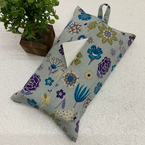 エコティッシュカバー☆マスクストッカー♪北欧風フラワーモチーフ♪4カラー 4枚目の画像