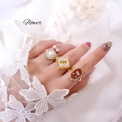 ミモザで飾ったシックなドライフラワーリング 指輪・リング くるみ