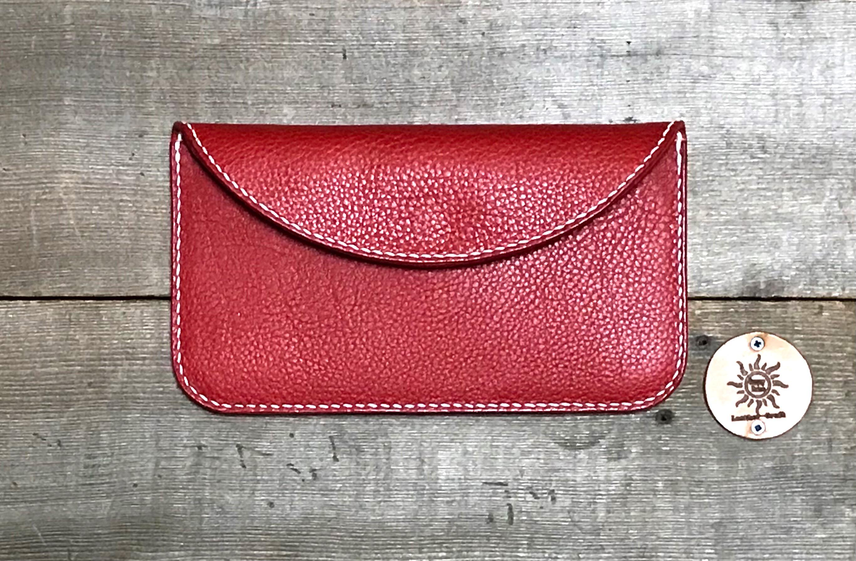 ★受注生産★「イタリア牛革のスマート長財布 レッド」通帳入れとしても使えます♪イニシャル刻印無料