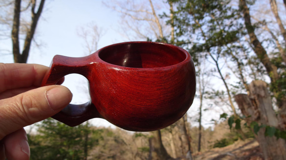 　　花梨の木の一木彫りコーヒーカップ 4枚目の画像