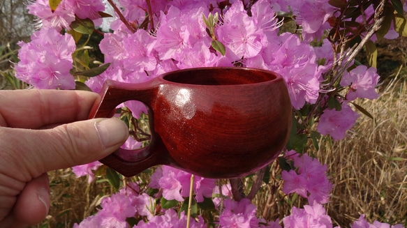 　　花梨の木の一木彫りコーヒーカップ 8枚目の画像