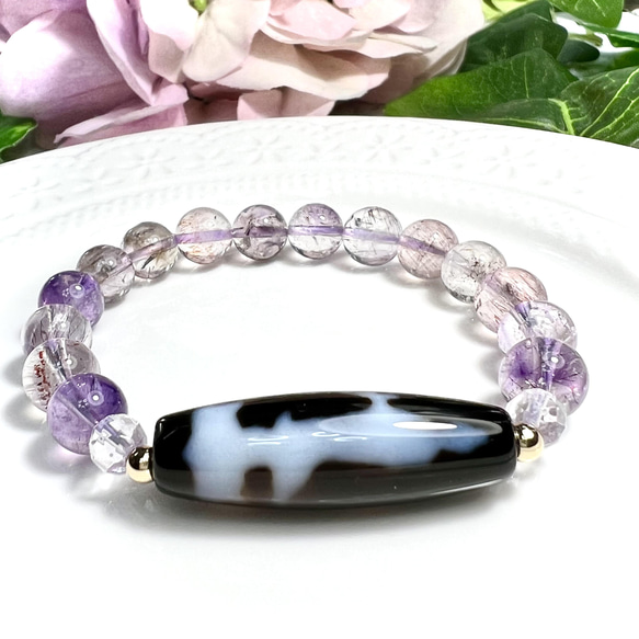 蒙天珠 天然石ブレスレット s99 スーパーセブン 天眼 水晶