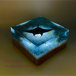 海の世界を閉じ込めた流木アート マンタ 水中ジオラマ 流木 レジンアート オブジェ アクアリウム LEDライト付 3枚目の画像