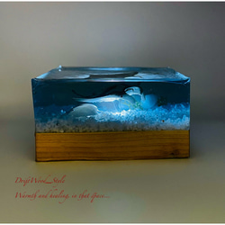 海の世界を閉じ込めた流木アート マンタ 水中ジオラマ 流木 レジンアート オブジェ アクアリウム LEDライト付 6枚目の画像
