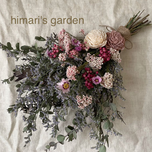 ソーラーローズのナチュラルスワッグ 40㎝ ドライフラワー himari 