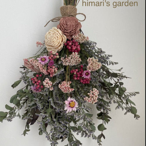 ソーラーローズのナチュラルスワッグ 40㎝ ドライフラワー himari 