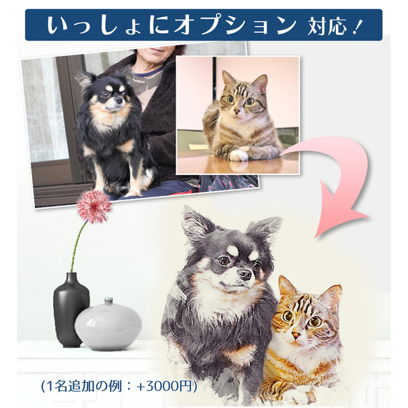 ペット + 虹の橋アート2 | ペットロス お供え グリーフケア 似顔絵 メモリアル ポスター 5枚目の画像