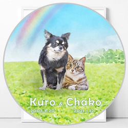 ペット + 虹の橋アート2 | ペットロス お供え グリーフケア 似顔絵 メモリアル ポスター 3枚目の画像