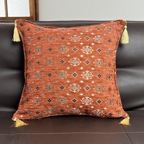 トルコのスタッグホーンパターン レンガ色のクッションカバー