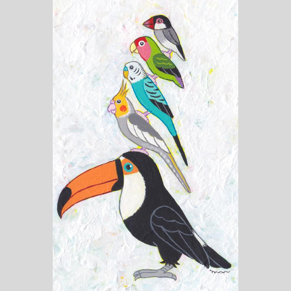 原画「リアルな小鳥ブレーメン スノーホワイト」アート絵画 2枚目の画像