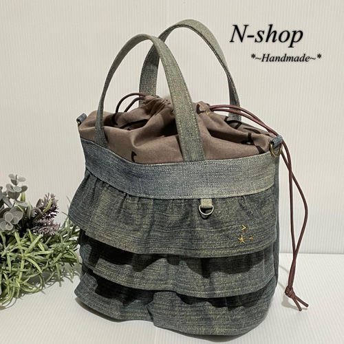 人気商品ランキング デニム*リメイク♪フリルトートバッグ❥ハンドメイド❥ トート トートバッグ
