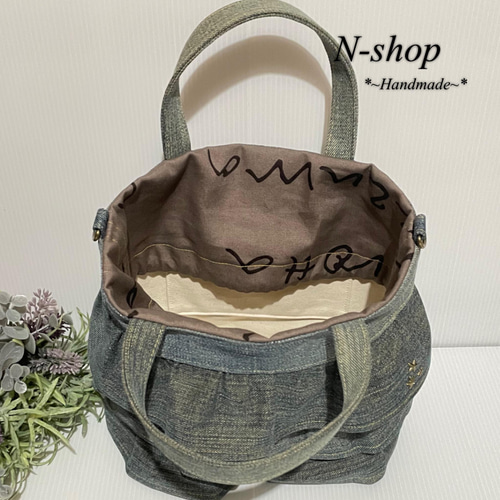デニム*リメイク♪フリルトートバッグ❥ハンドメイド❥ トート