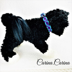 [キット]パラコード#114マクラメ編み紫とブルー2色の中型、小型犬用首輪No144 12枚目の画像