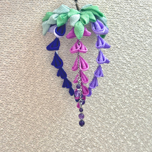 再販】藤の花 天然石 アメジスト キーホルダー バッグチャーム つまみ