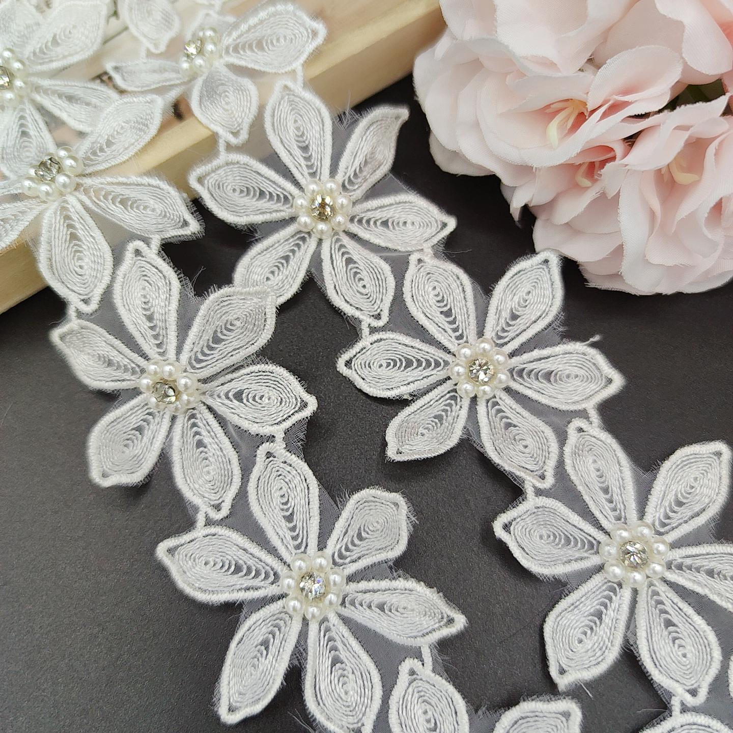 品番HR843 花 レース ハンドメイド素材生地ケミカルモチーフ8個フラワー