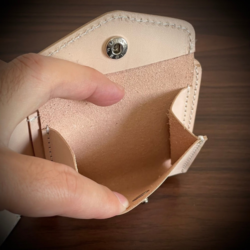 経年変化を楽しむ メンズ 二つ折り 財布 生成り ナチュラル 手縫い