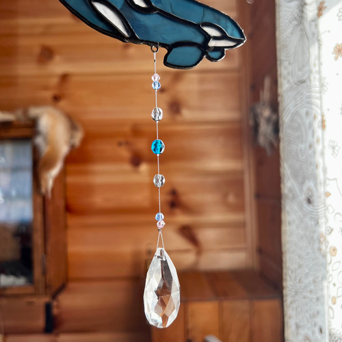 ご予約可　ステンドグラス製　ツインバードのサンキャッチャー ステンドグラス製 ツインバード♥のサンキャッチャー ステンドグラスの