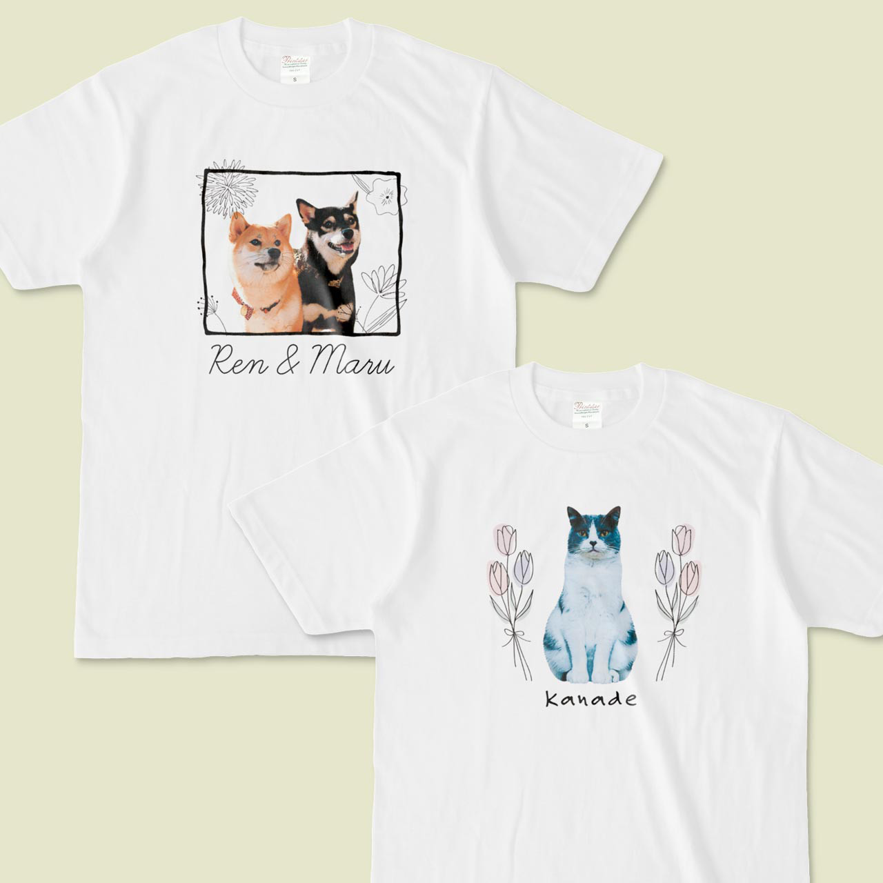 うちの子Ｔシャツ☆花柄Ver.（いぬ ねこ 犬 猫 ネコ ペット うさぎ