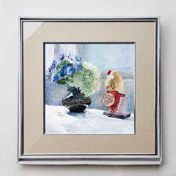 「花と遊ぶ」透明水彩　ジークレー・オリジナル版画 180×180ｍｍサイズ〜 11枚目の画像