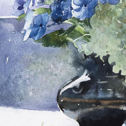 「花と遊ぶ」透明水彩　ジークレー・オリジナル版画 180×180ｍｍサイズ〜 2枚目の画像