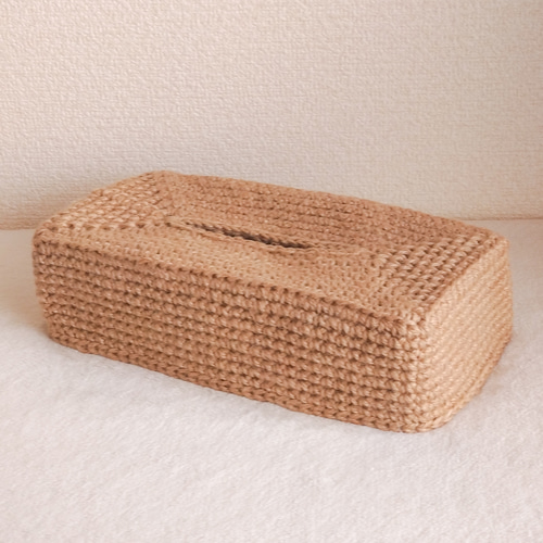 麻紐のティッシュボックスカバー 卓上 ソフトティッシュケース ソフト