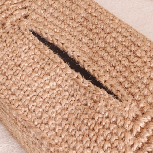 麻紐のティッシュボックスカバー 卓上 ソフトティッシュケース