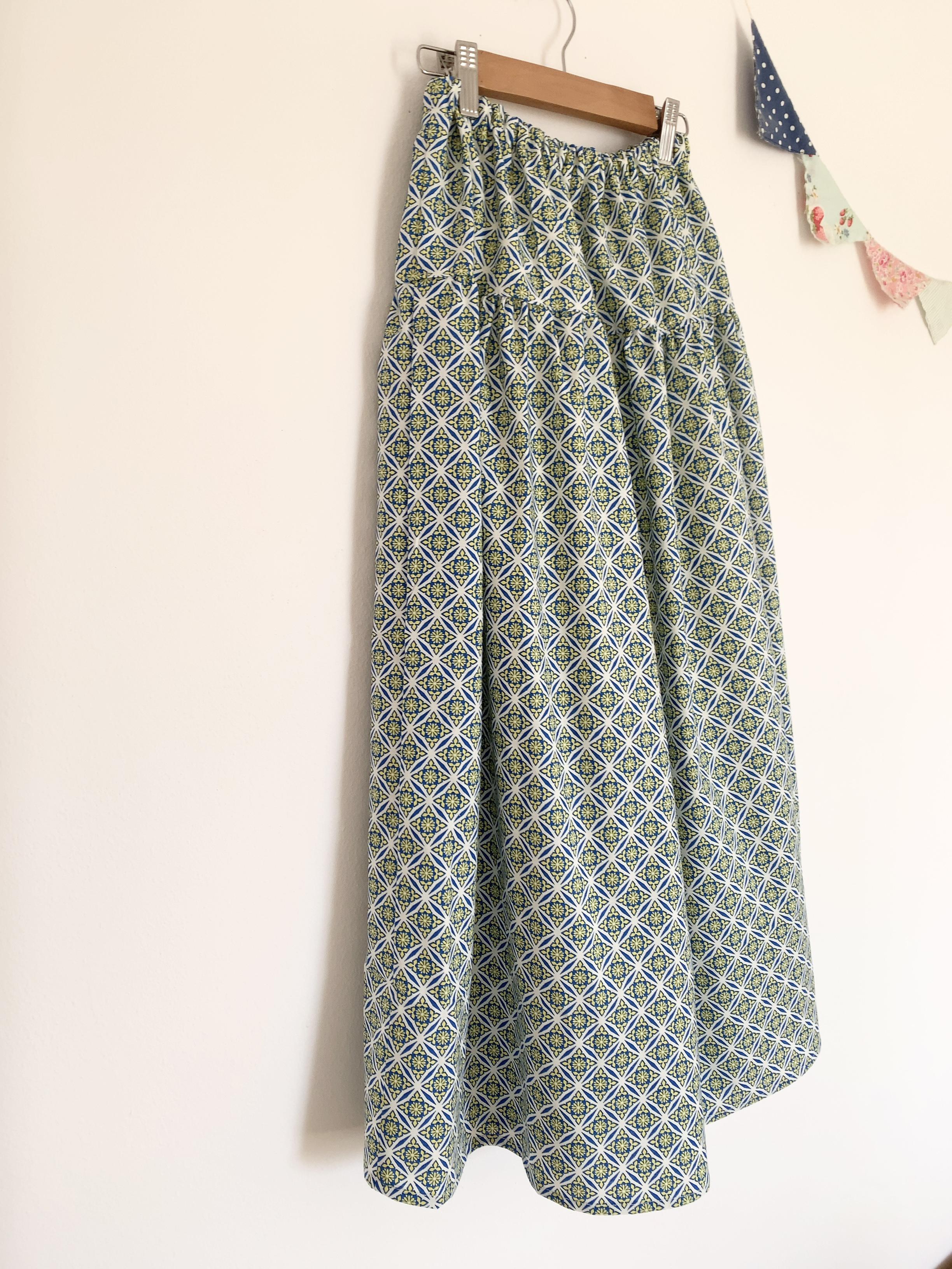 ＊moroccan  print♪マキシティアードスカート(blue)＊