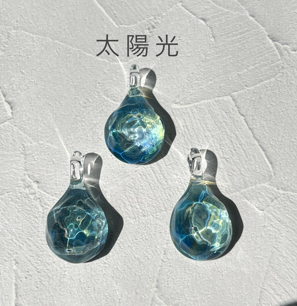 Sea glass pendant　L＊ウォータリーブルー 5枚目の画像