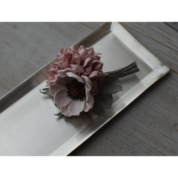 【布花】アネモネと紫陽花の花束コサージュ（ピンク）/一点物 6枚目の画像