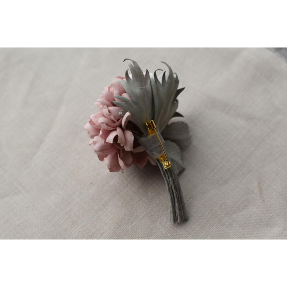 【布花】アネモネと紫陽花の花束コサージュ（ピンク）/一点物 9枚目の画像