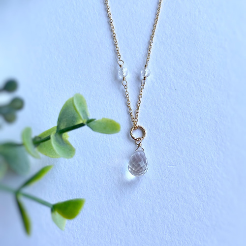 2Way クリスタルのネックレス 14kgf シルバー変更可能 水晶 取り外し