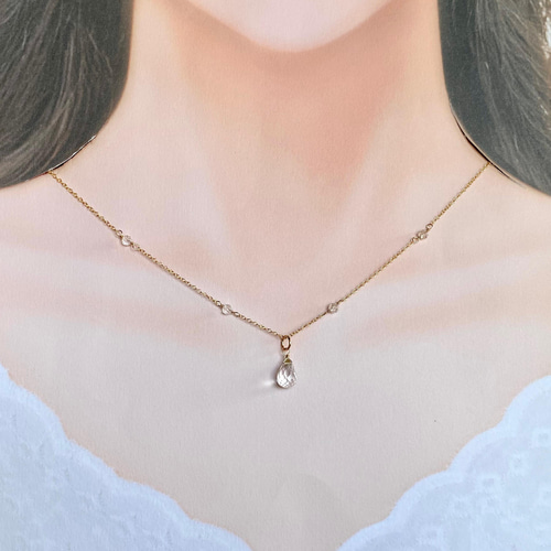 2Way クリスタルのネックレス 14kgf シルバー変更可能 水晶 取り外し